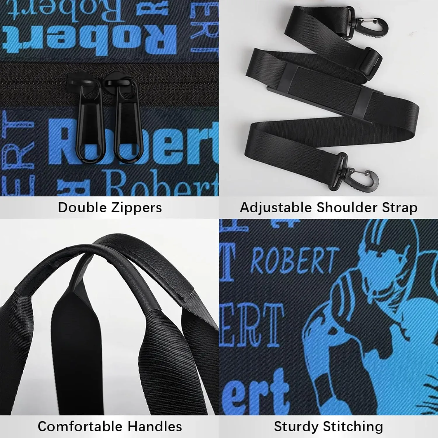 Custom Football Sport Bags Personalized Sports Gym Bag with Name Overnight Weekender Duffel Bag Customized Rugby Gifts for Women Men, Multi Blue