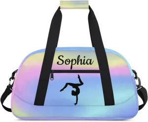 Custom Gymnastics Duffel Bag Personalized Gym Duffel Bags Dance Bag with Name Customized Gymnastics Bag for Women, Colorful Blue