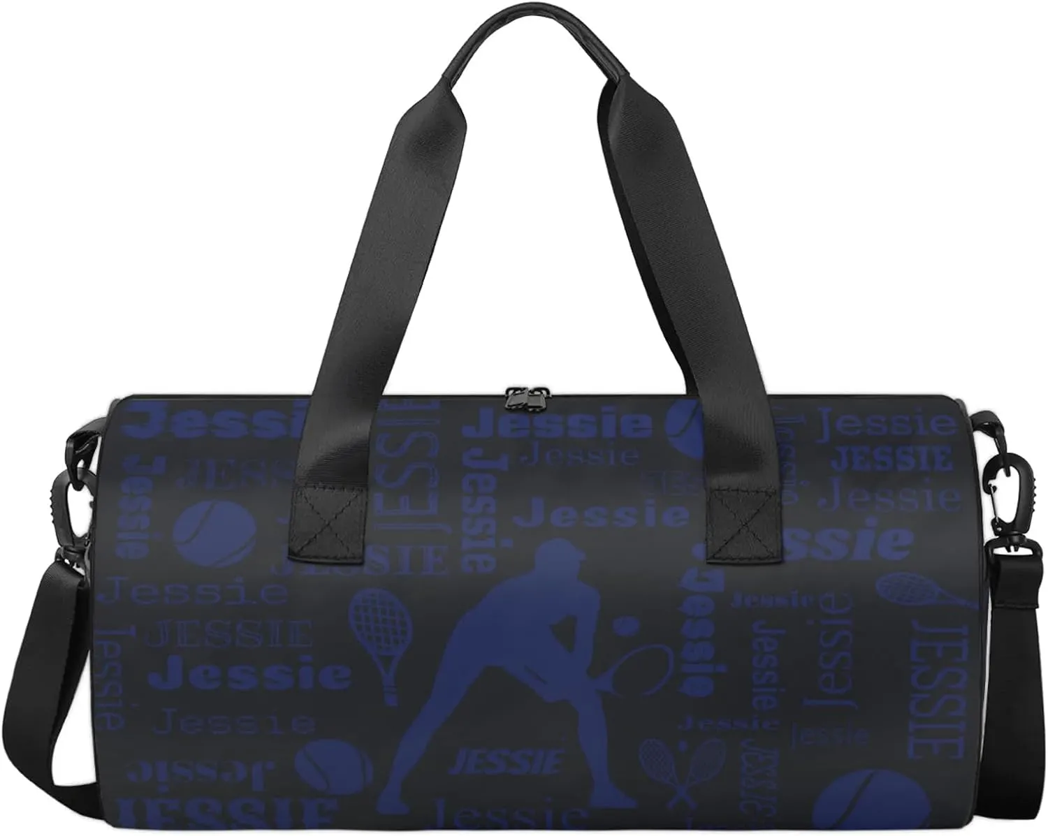 Custom Tennis Sport Bags Personalized Sports Gym Bag with Name Overnight Weekender Duffel Bag Customized Gifts for Women Men, Dark Blue