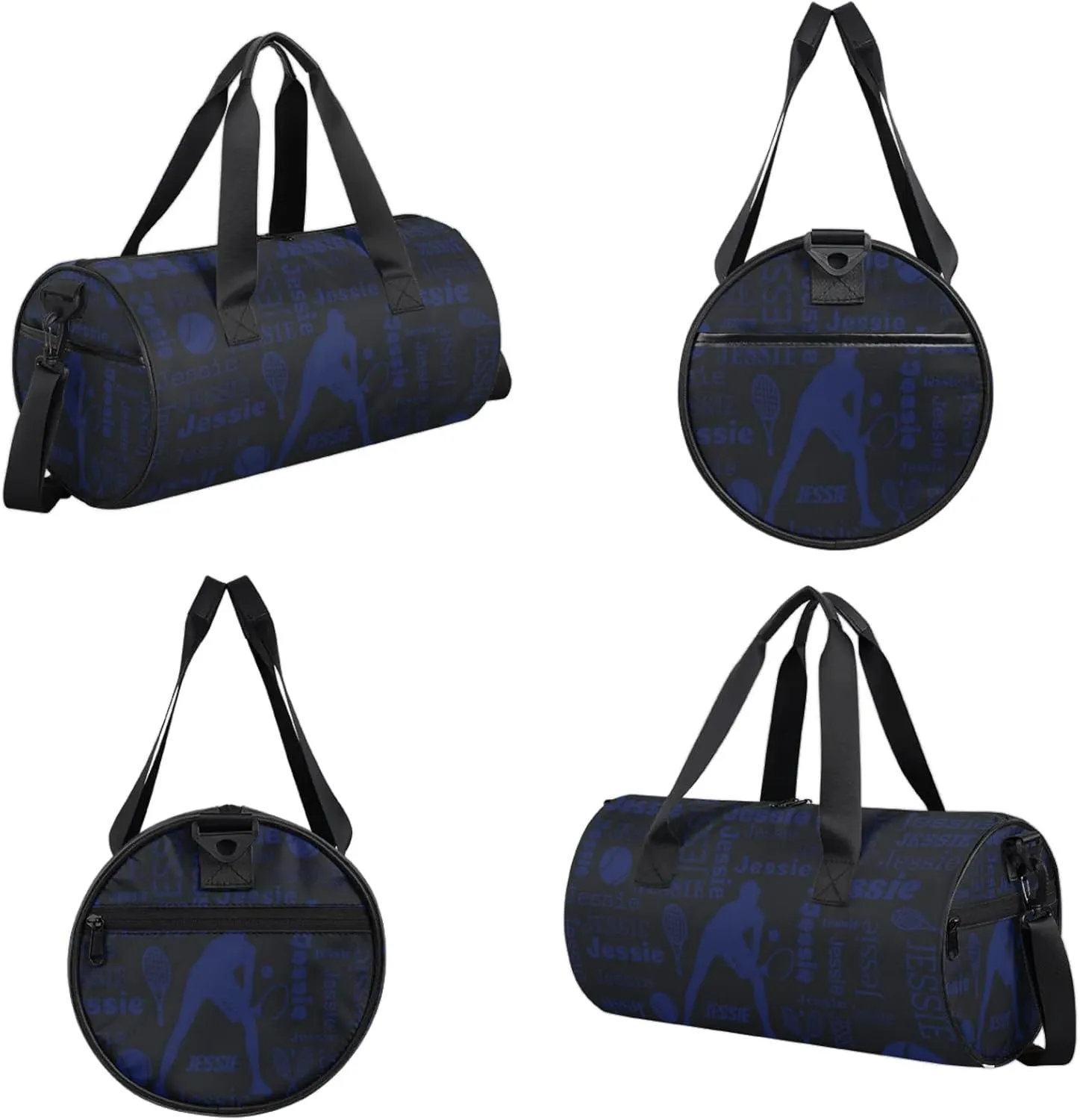 Custom Tennis Sport Bags Personalized Sports Gym Bag with Name Overnight Weekender Duffel Bag Customized Gifts for Women Men, Dark Blue