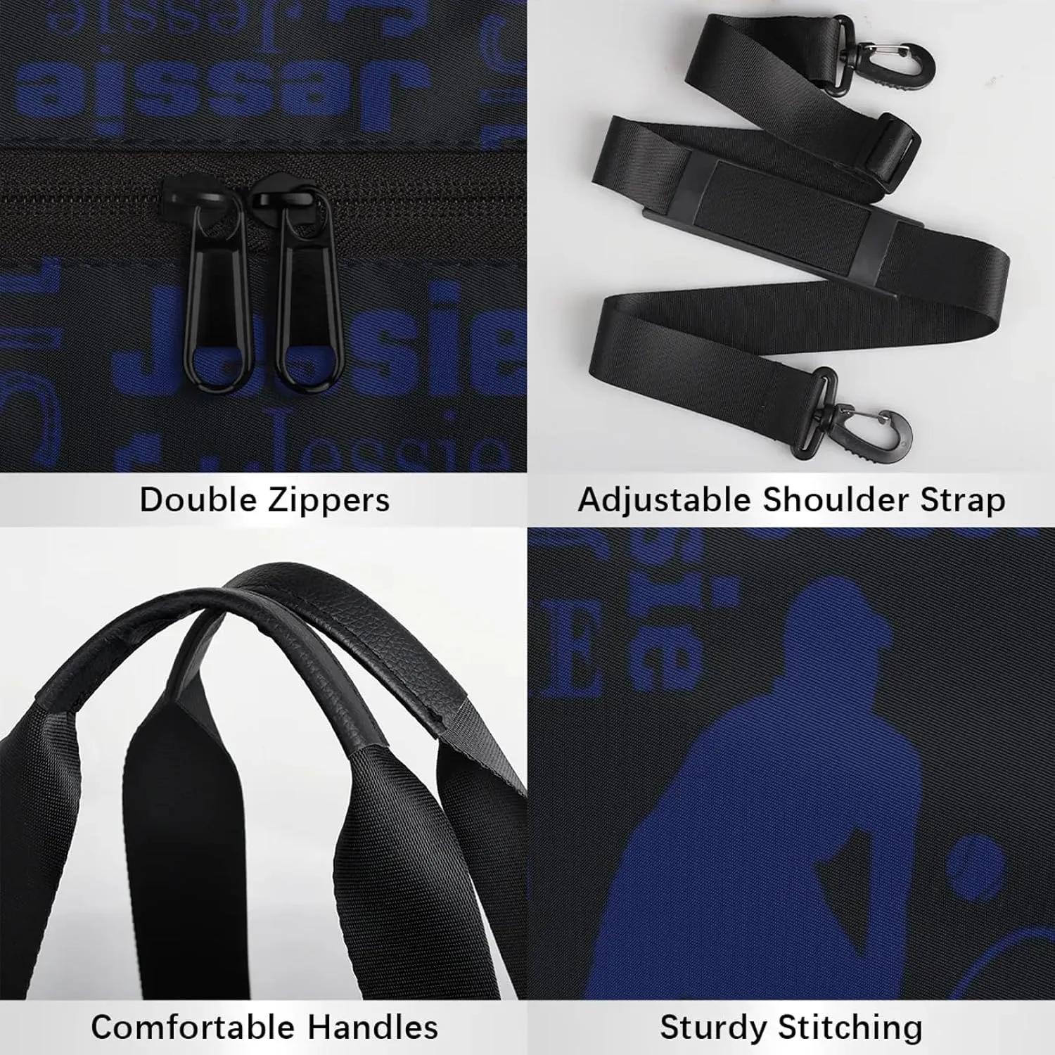 Custom Tennis Sport Bags Personalized Sports Gym Bag with Name Overnight Weekender Duffel Bag Customized Gifts for Women Men, Dark Blue