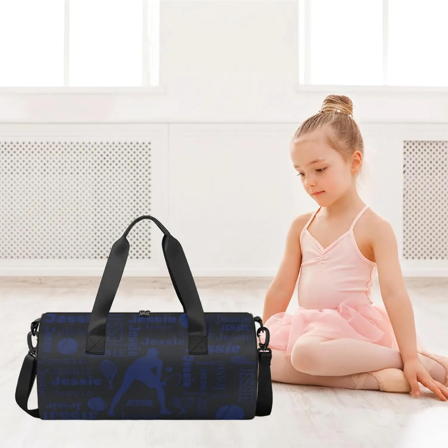 Custom Tennis Sport Bags Personalized Sports Gym Bag with Name Overnight Weekender Duffel Bag Customized Gifts for Women Men, Dark Blue