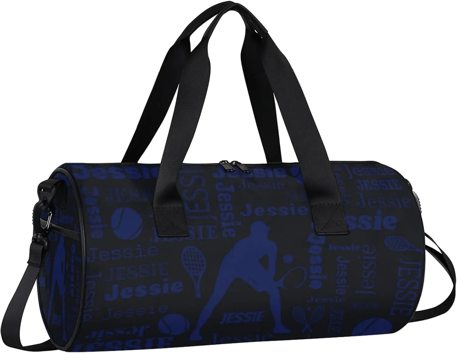 Custom Tennis Sport Bags Personalized Sports Gym Bag with Name Overnight Weekender Duffel Bag Customized Gifts for Women Men, Dark Blue