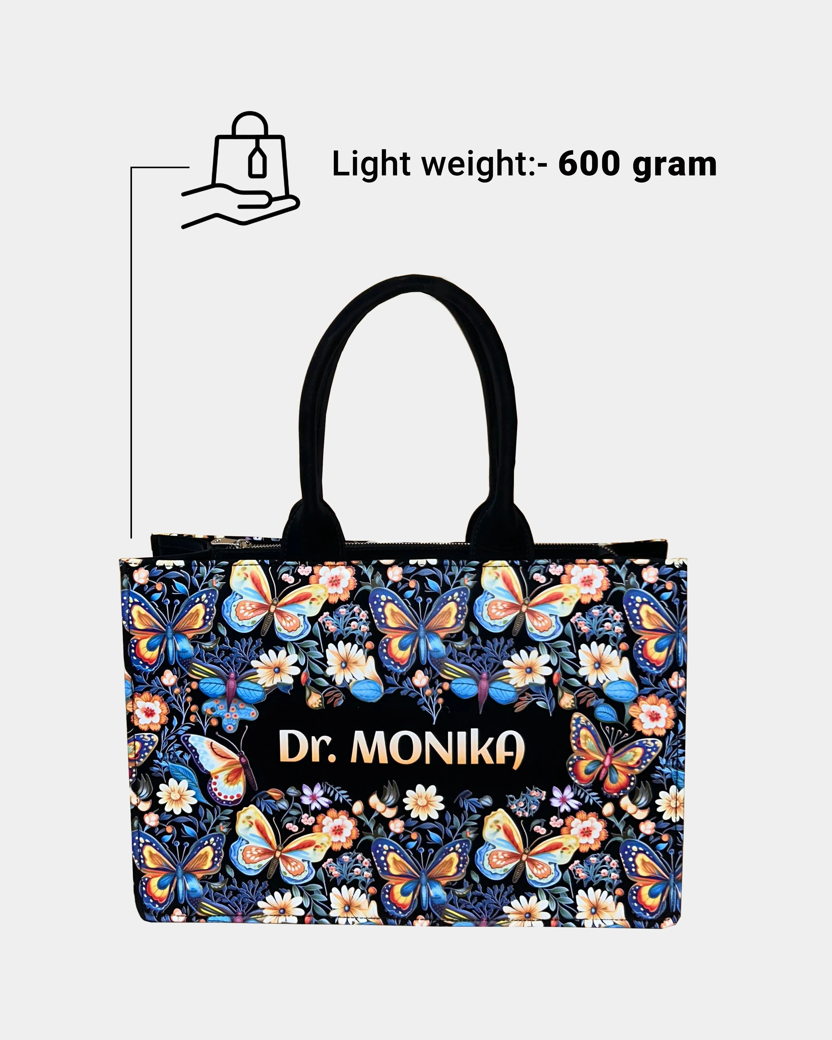 Customized Tote Bag  Designed With Blossom Colourfull Butterflies