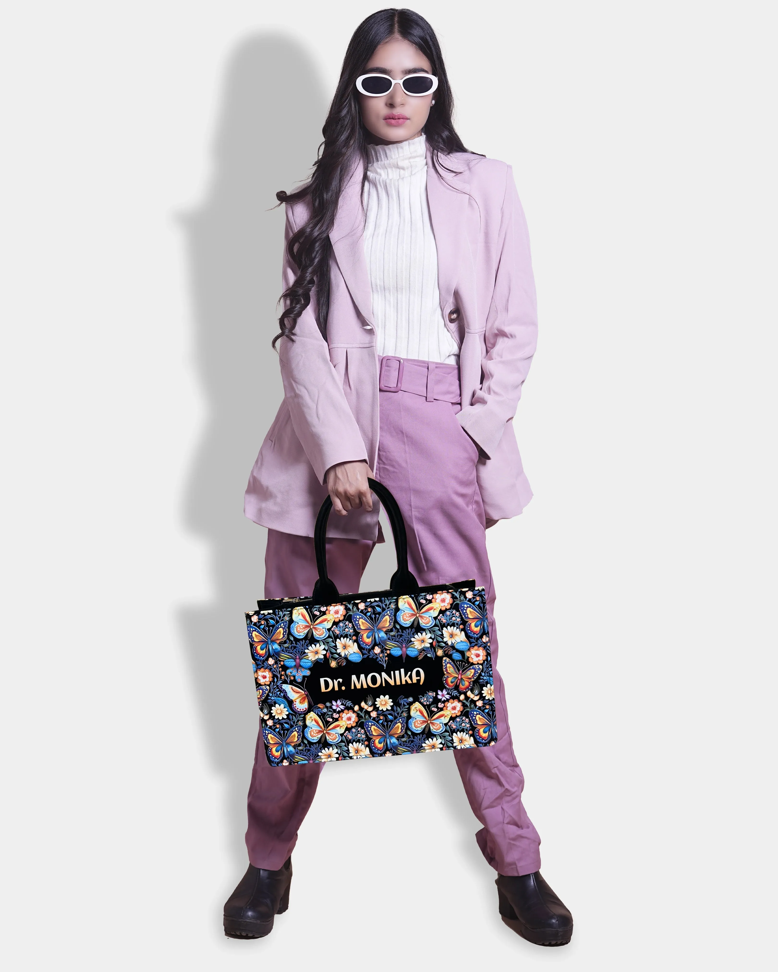 Customized Tote Bag  Designed With Blossom Colourfull Butterflies