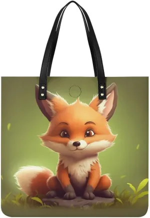 Cute Little Fox Tote Bag Durable Water-Resistant Handbags Lightweight Tote for Travel Work Book