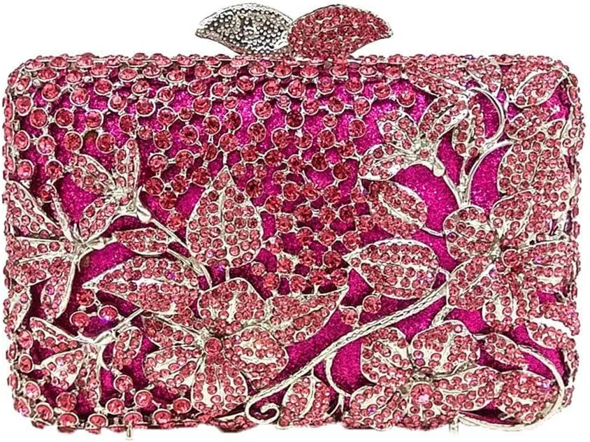 Dazzling Flower Rhinestone Evening Bag Wedding Cocktail Party Clutch Handbags Elegant Women Crystal Purses