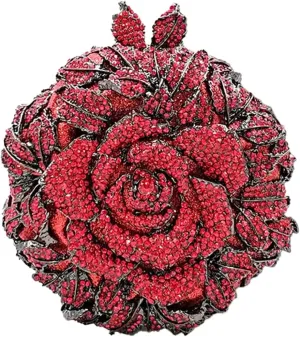 Dazzling Round Shape Rose Flower Evening Bag Elegant Clutch Purses for Women Formal Wedding Party Cocktail Handbags
