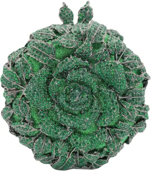 Dazzling Round Shape Rose Flower Evening Bag Elegant Clutch Purses for Women Formal Wedding Party Cocktail Handbags
