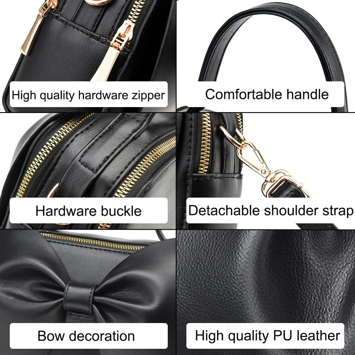 Designer Small Handbags for Women with Top Carry Handle and Cute Bow Knot,Leather Purses and Over-Shoulder Strap