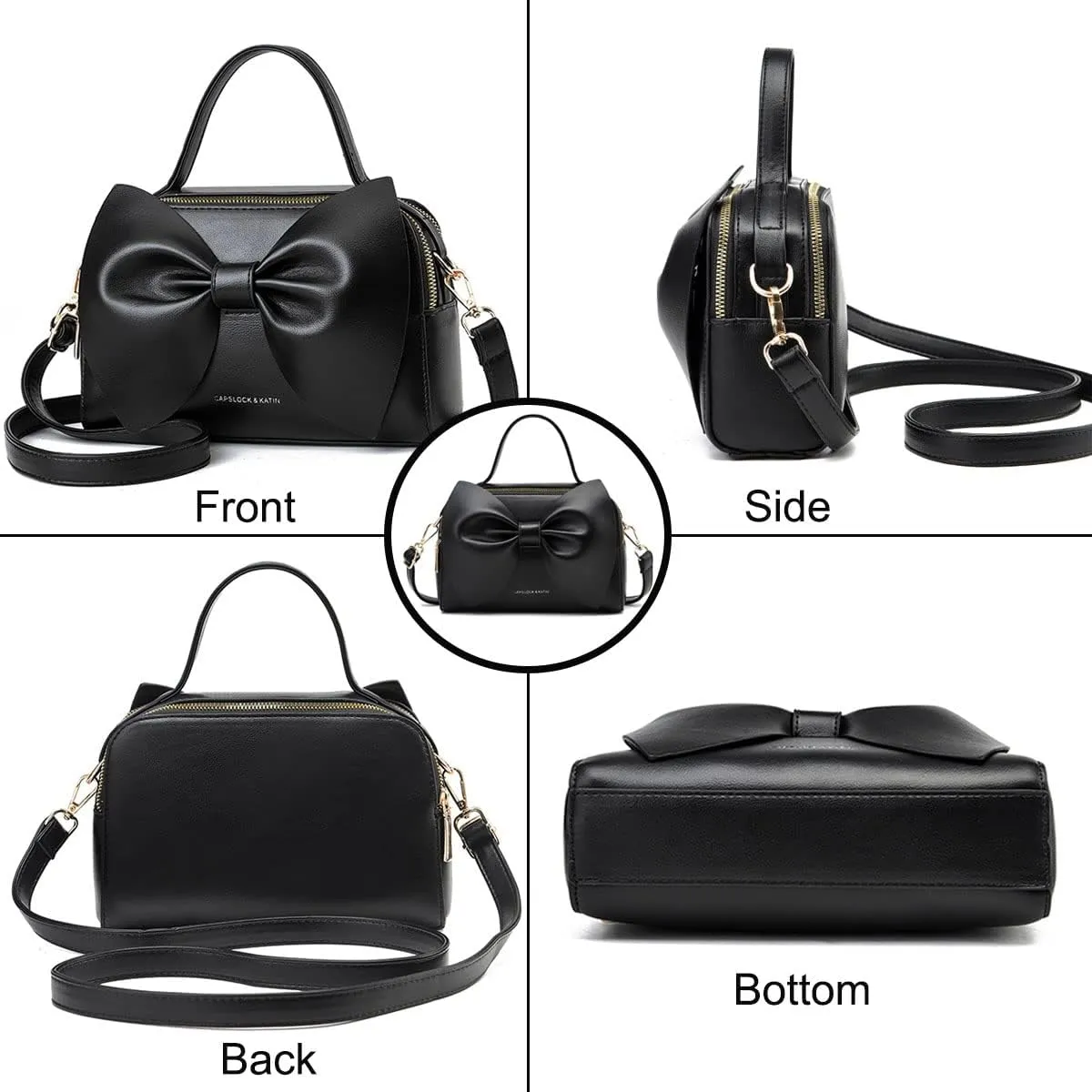 Designer Small Handbags for Women with Top Carry Handle and Cute Bow Knot,Leather Purses and Over-Shoulder Strap