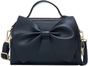 Designer Small Handbags for Women with Top Carry Handle and Cute Bow Knot,Leather Purses and Over-Shoulder Strap