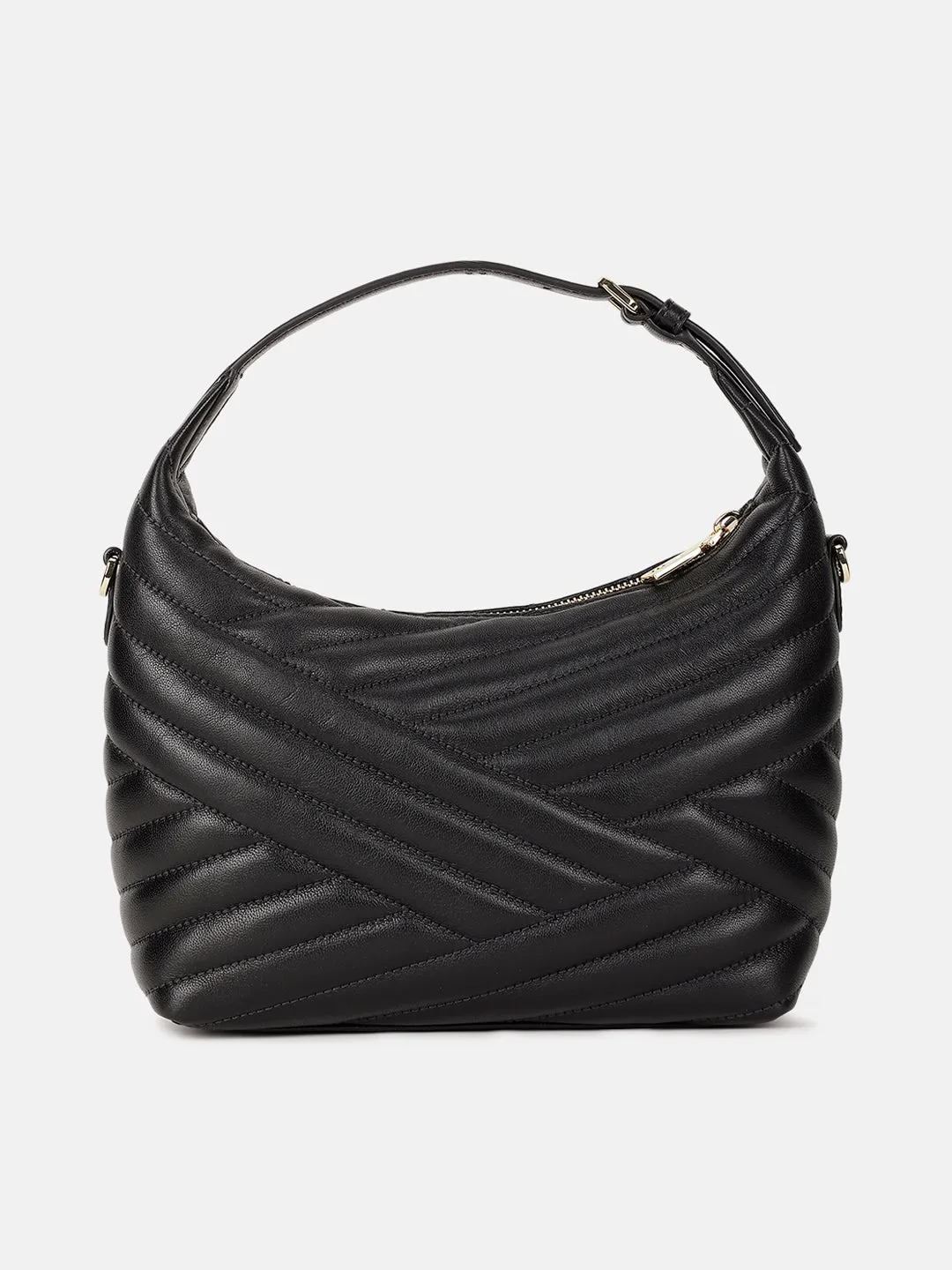 Dkny Women Black Solid Quilted Hobo Bag
