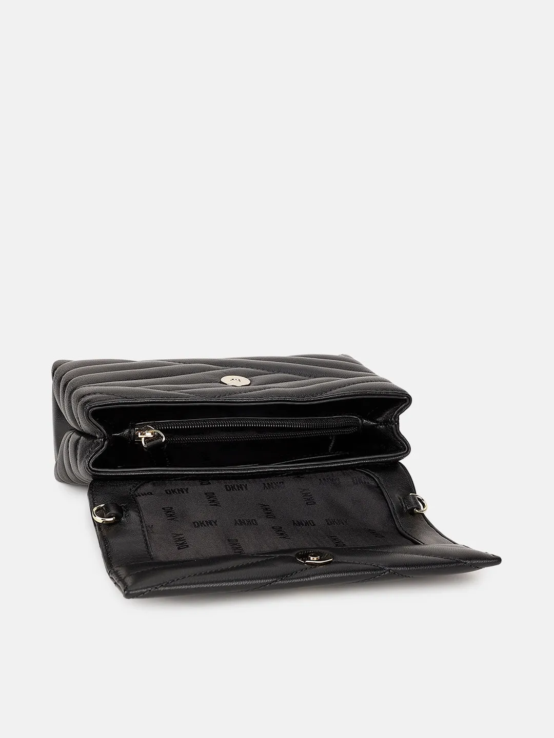 Dkny Women Black Solid Quilted Sling Bag
