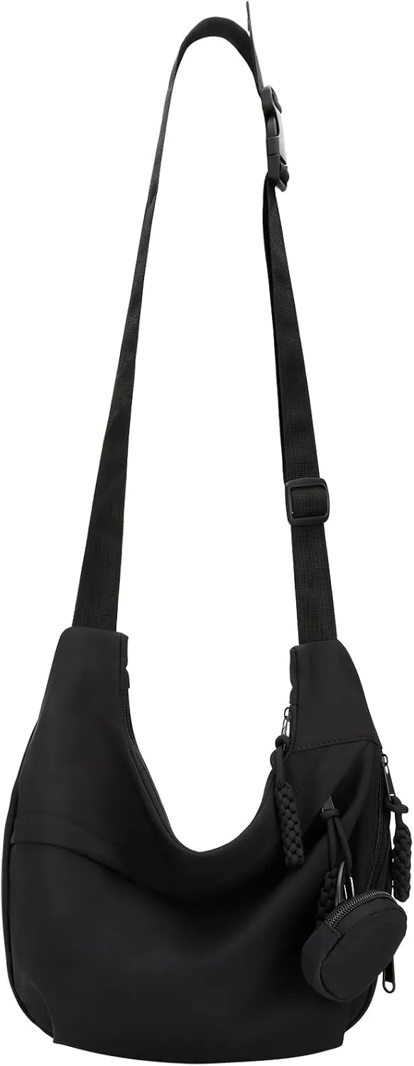 DOB SECHS Crossbody Bag Nylon Messenger Bags for Women Multilayer Shoulder Bag with Adjustable Strap Casual Bag Hobo Bag