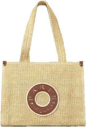 Doughnut Straw Purses for Women Paper Straw Boho Tote Bag Top-handle Bag Hobo Shoulder Bags for Beach Summer Travel