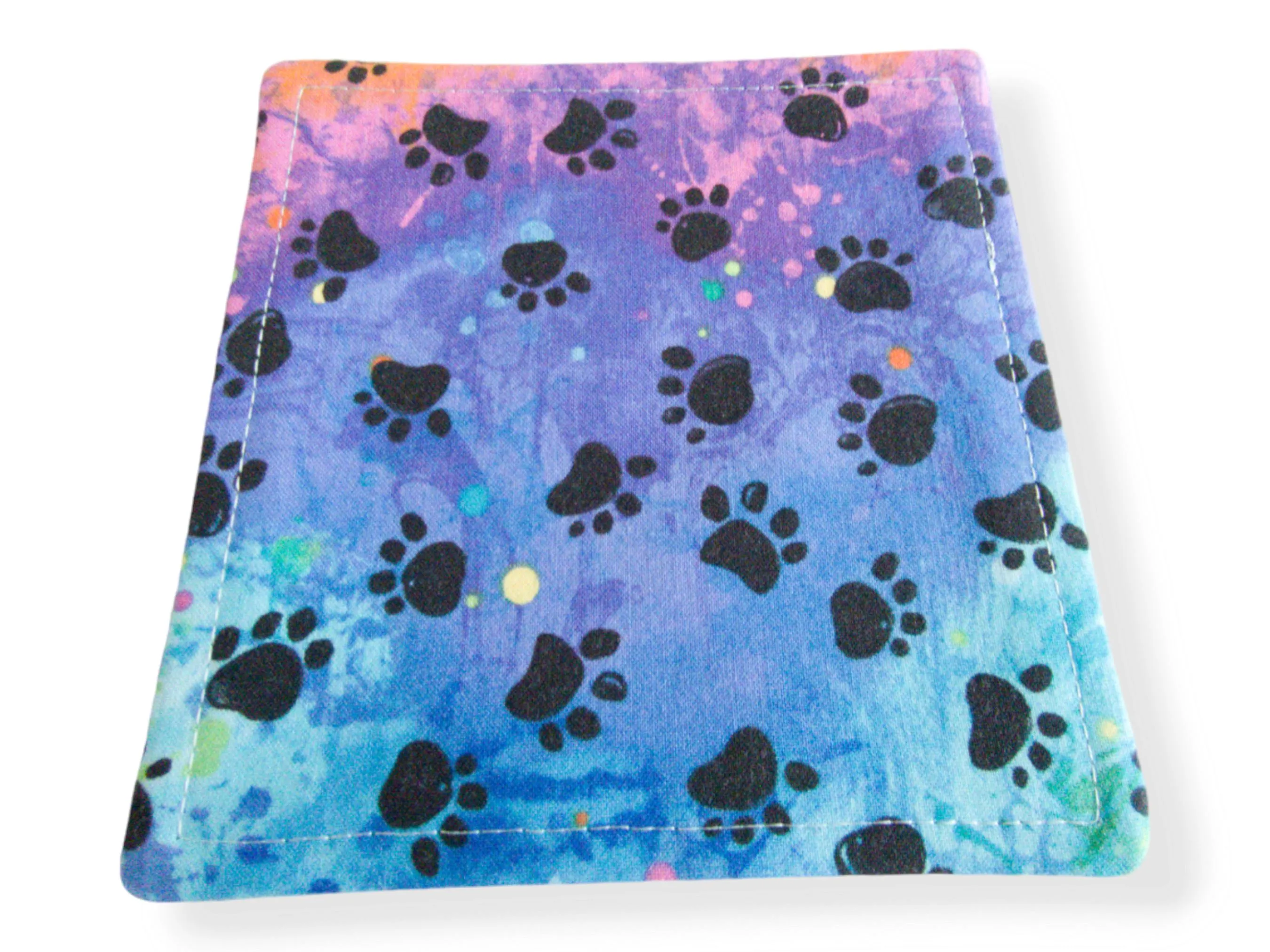 Drinks Coaster Set | Reversible Rainbow & Aqua Blue-Green Quilted Large Drinks Set | Made in Australia