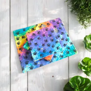 Drinks Coaster Set | Reversible Rainbow & Aqua Blue-Green Quilted Large Drinks Set | Made in Australia