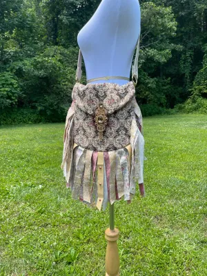 Earthy Angelic Fringe Purse, Festival Fringe Bag, Hippie Handbag, Boho Chic Embellished purse