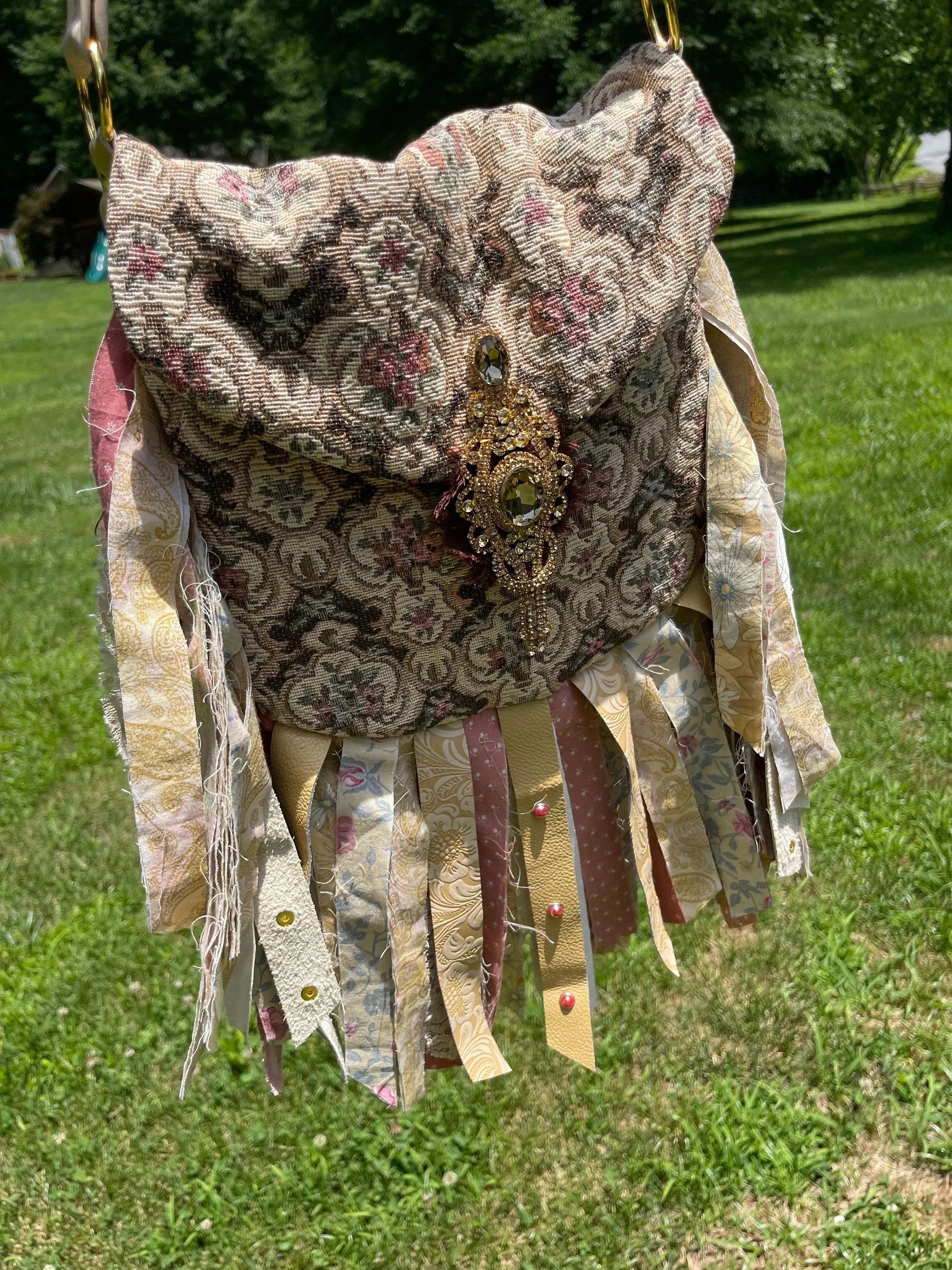 Earthy Angelic Fringe Purse, Festival Fringe Bag, Hippie Handbag, Boho Chic Embellished purse