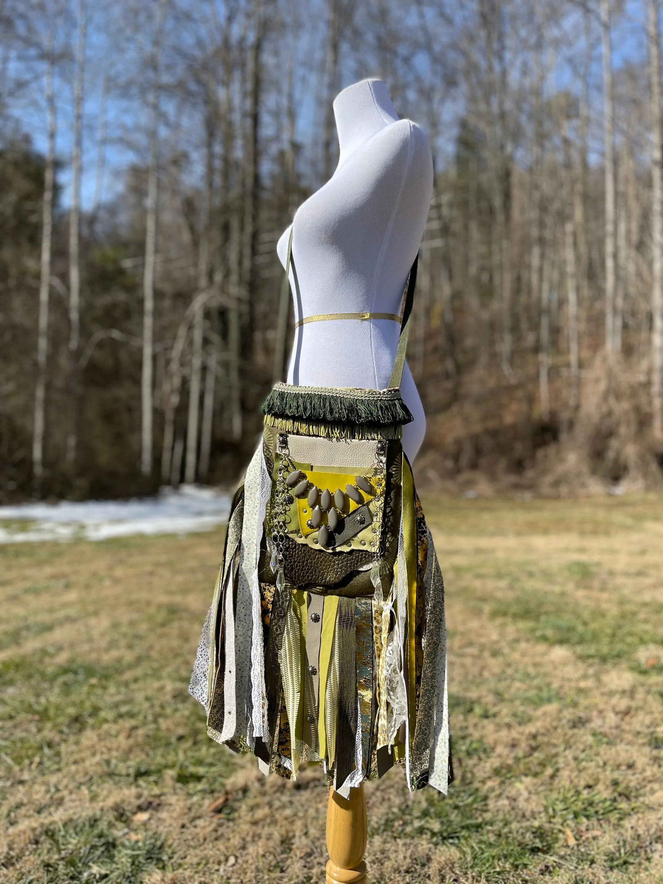 Earthy Green Fringe Purse, Ultimate Goddess Purse, Festival Fringe Bag, Hippie Handbag, Boho Chic Crossbody Messenger, Embellished purse