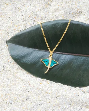 Eco Stingray Necklace in Gold with Ocean Plastic