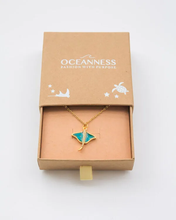 Eco Stingray Necklace in Gold with Ocean Plastic