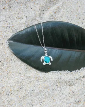 Eco Turtle Necklace in Silver with Ocean Plastic