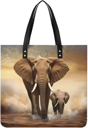 Elephants Tote Bag Durable Water-Resistant Handbags Lightweight Tote for Travel Work Book