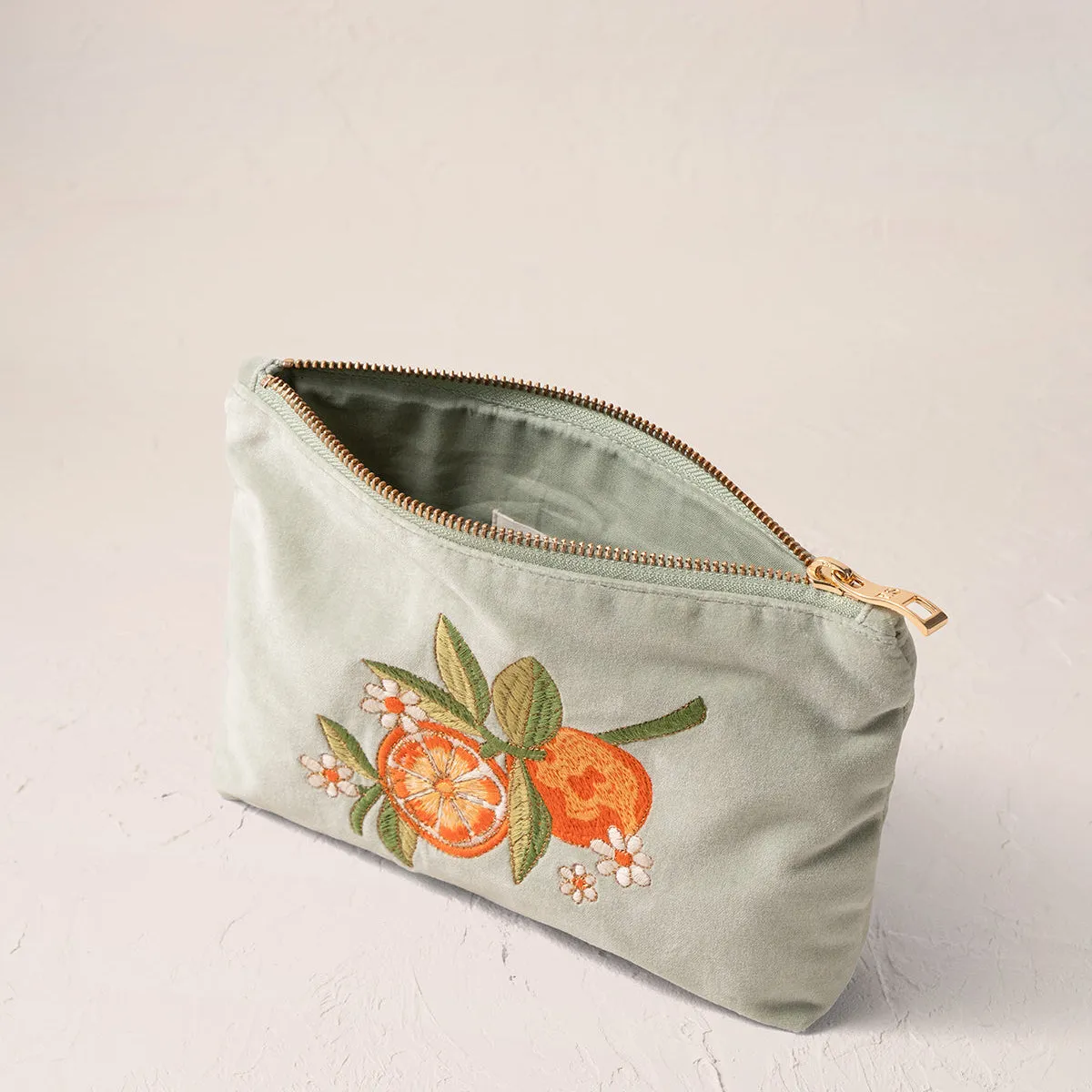 Elizabeth Scarlett - Orange Blossom Velvet Mini Pouch - Sage