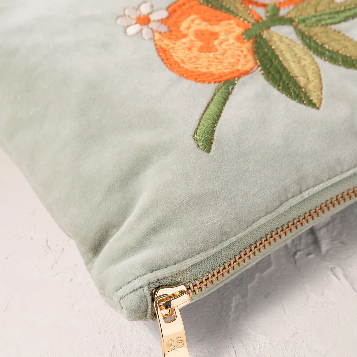 Elizabeth Scarlett - Orange Blossom Velvet Mini Pouch - Sage