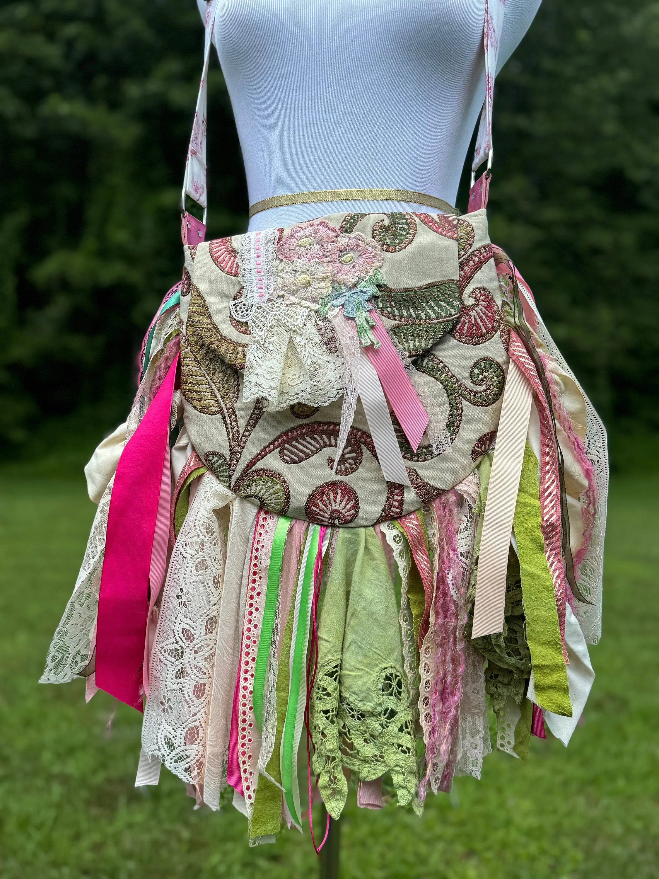 Embellished Earthy Lace Fringe Purse - Boho Handbag, Hippie Style with a Chic Twist
