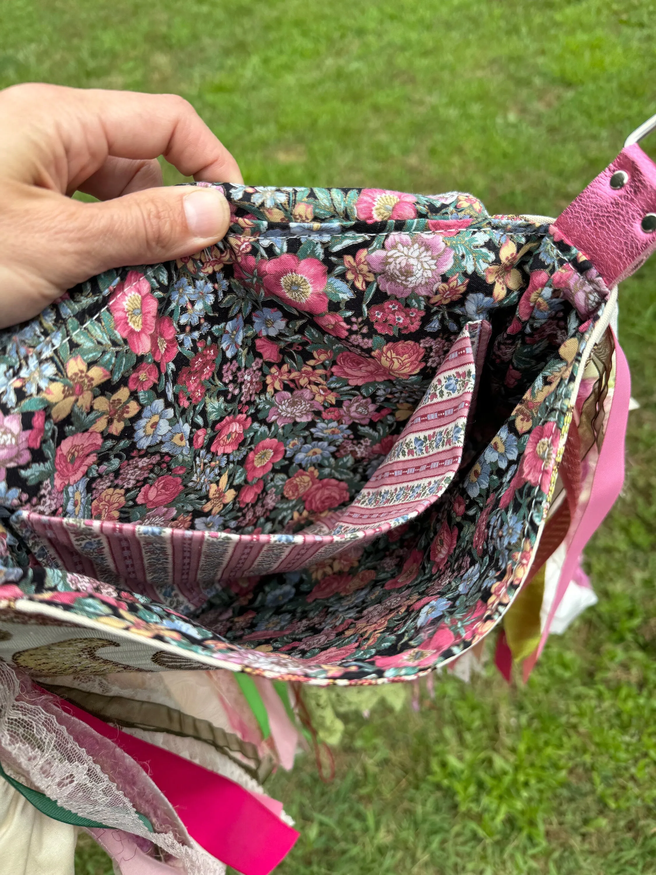 Embellished Earthy Lace Fringe Purse - Boho Handbag, Hippie Style with a Chic Twist