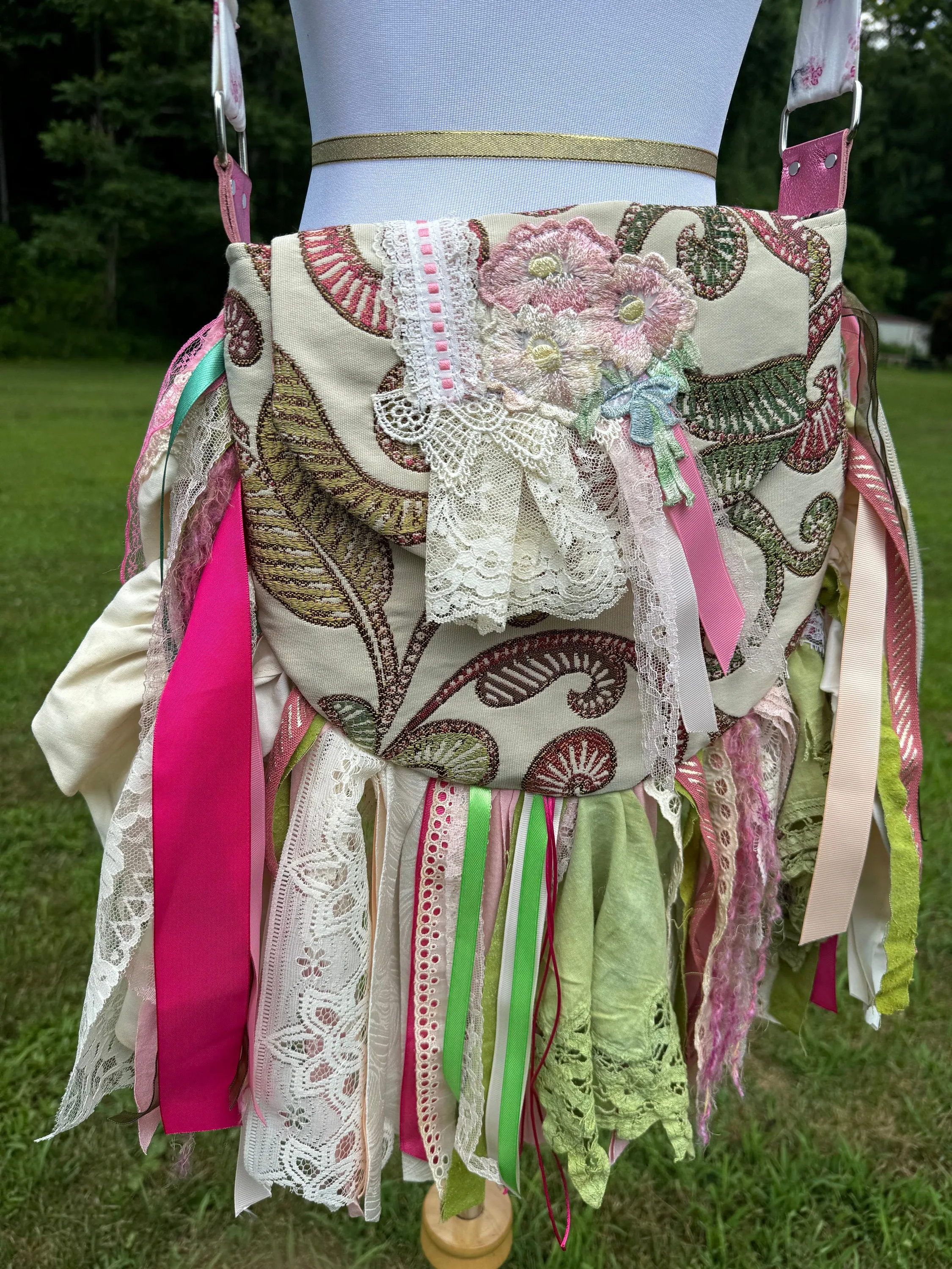 Embellished Earthy Lace Fringe Purse - Boho Handbag, Hippie Style with a Chic Twist
