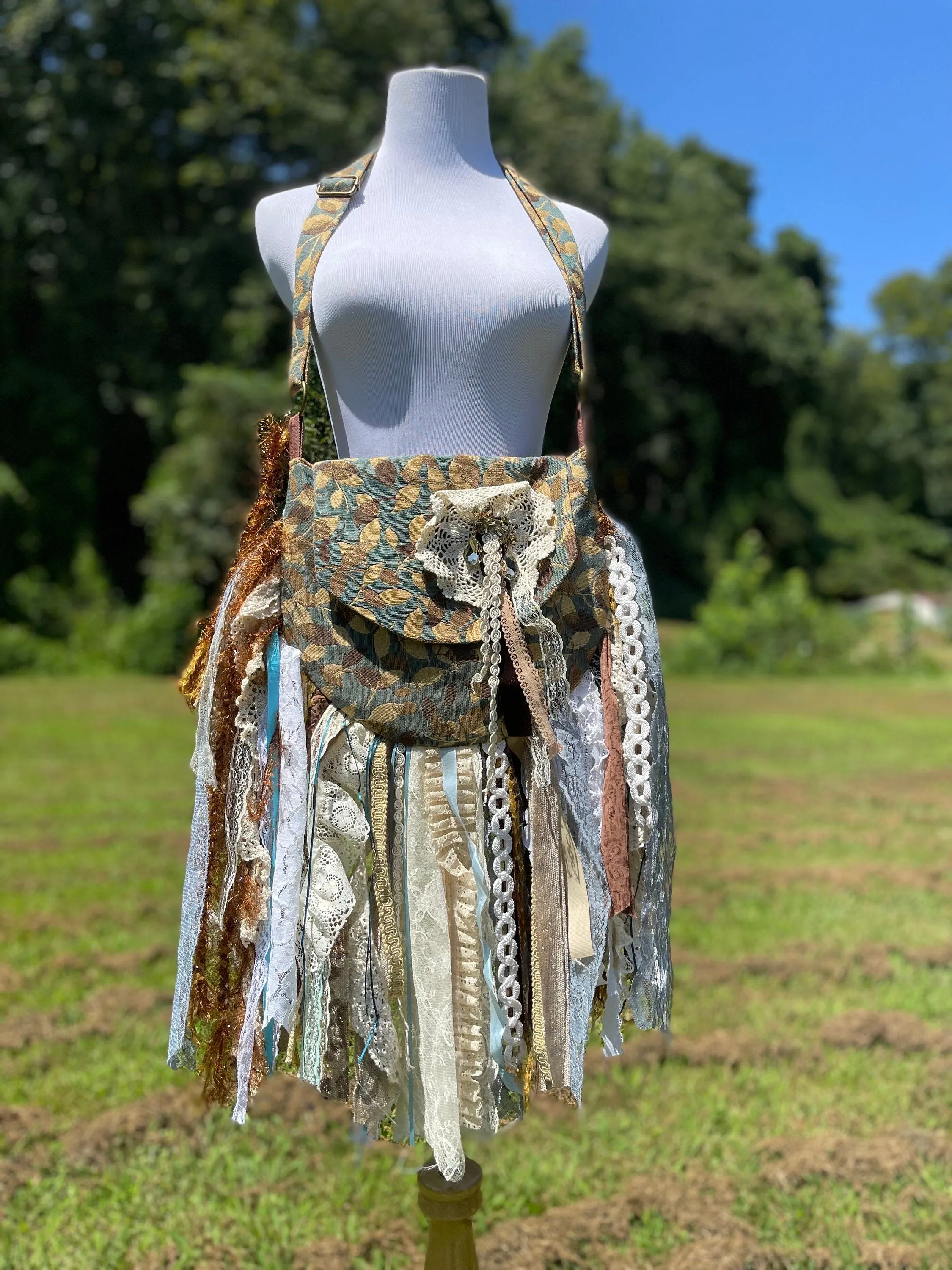 Embrace the Boho Vibe: Earthy Lace Fringe Purse, Hippie Handbag with Chic Embellishments!