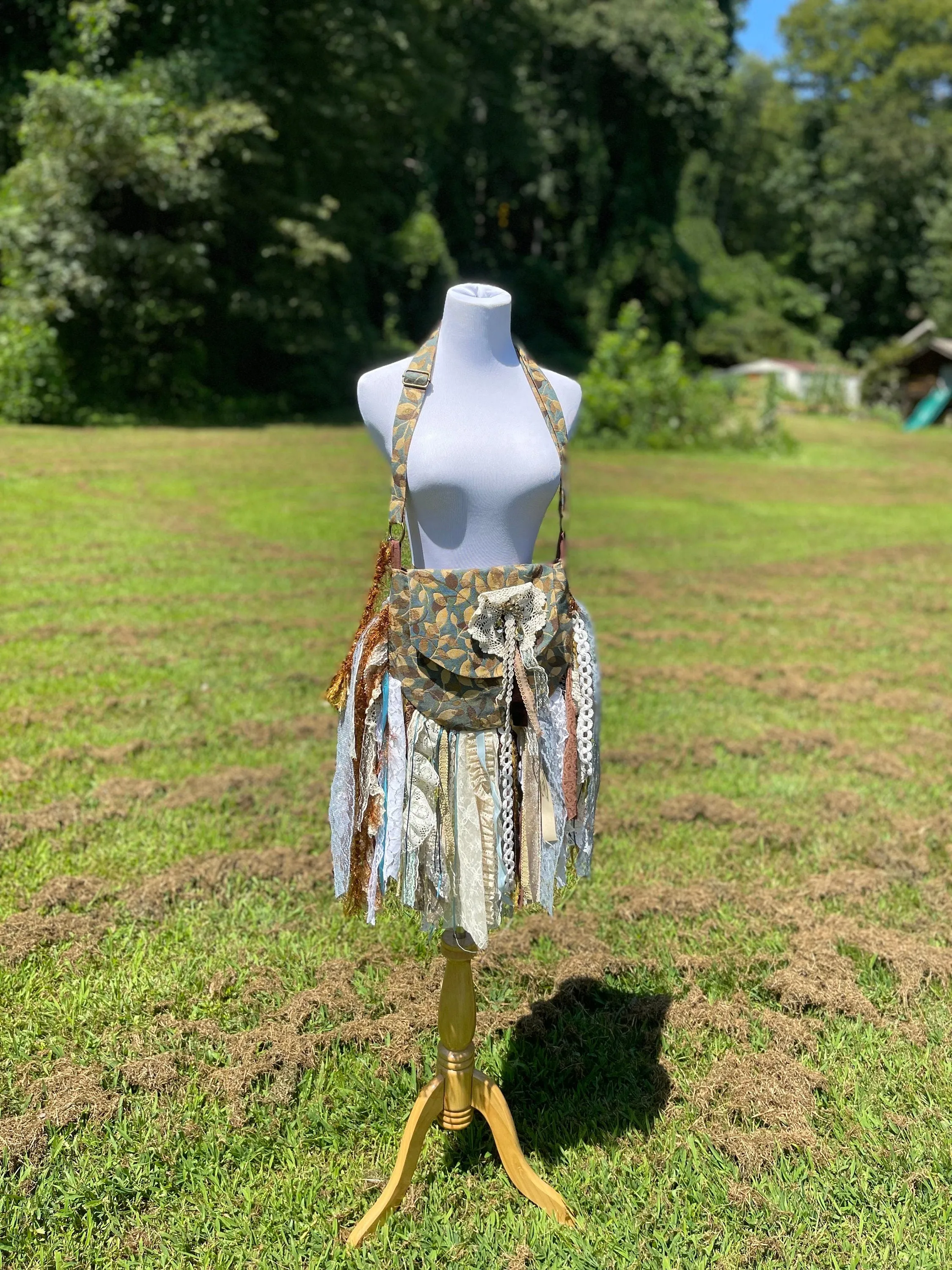 Embrace the Boho Vibe: Earthy Lace Fringe Purse, Hippie Handbag with Chic Embellishments!