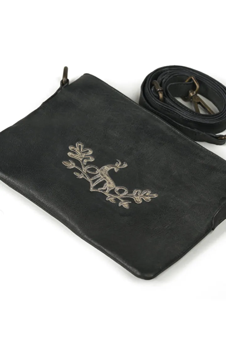 Embroidered Vintage Black Oktoberfest Handbag