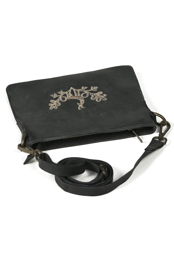 Embroidered Vintage Black Oktoberfest Handbag