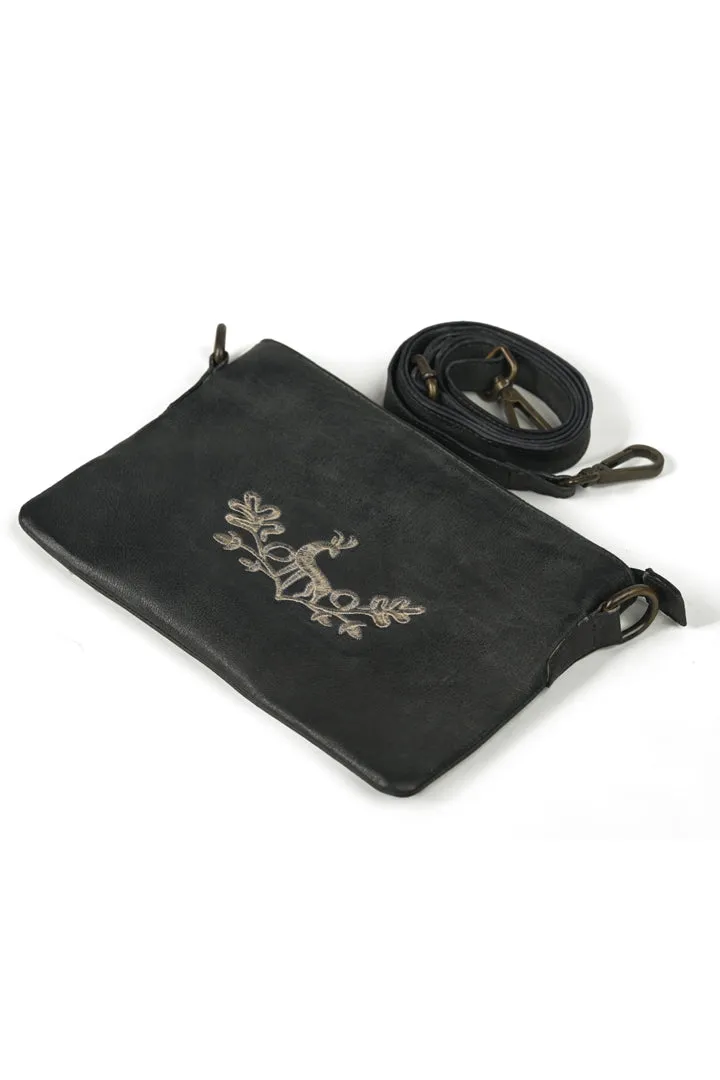 Embroidered Vintage Black Oktoberfest Handbag