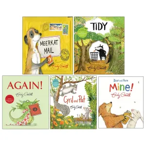 Emily Gravett Collection 5 Books Set (Meerkat Mail, Tidy, Again, Cyril and Pat, Bear and Hare Mine [Board book])