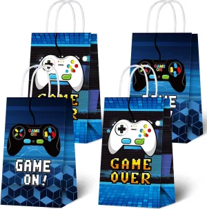 Epakh 16 Pack Gamer Themed Birthday Party Favors Video Game Gift Bags with Handle for Kids Boys Gaming Goody Candy Treat Bags for Birthday Party Supplies Decorations