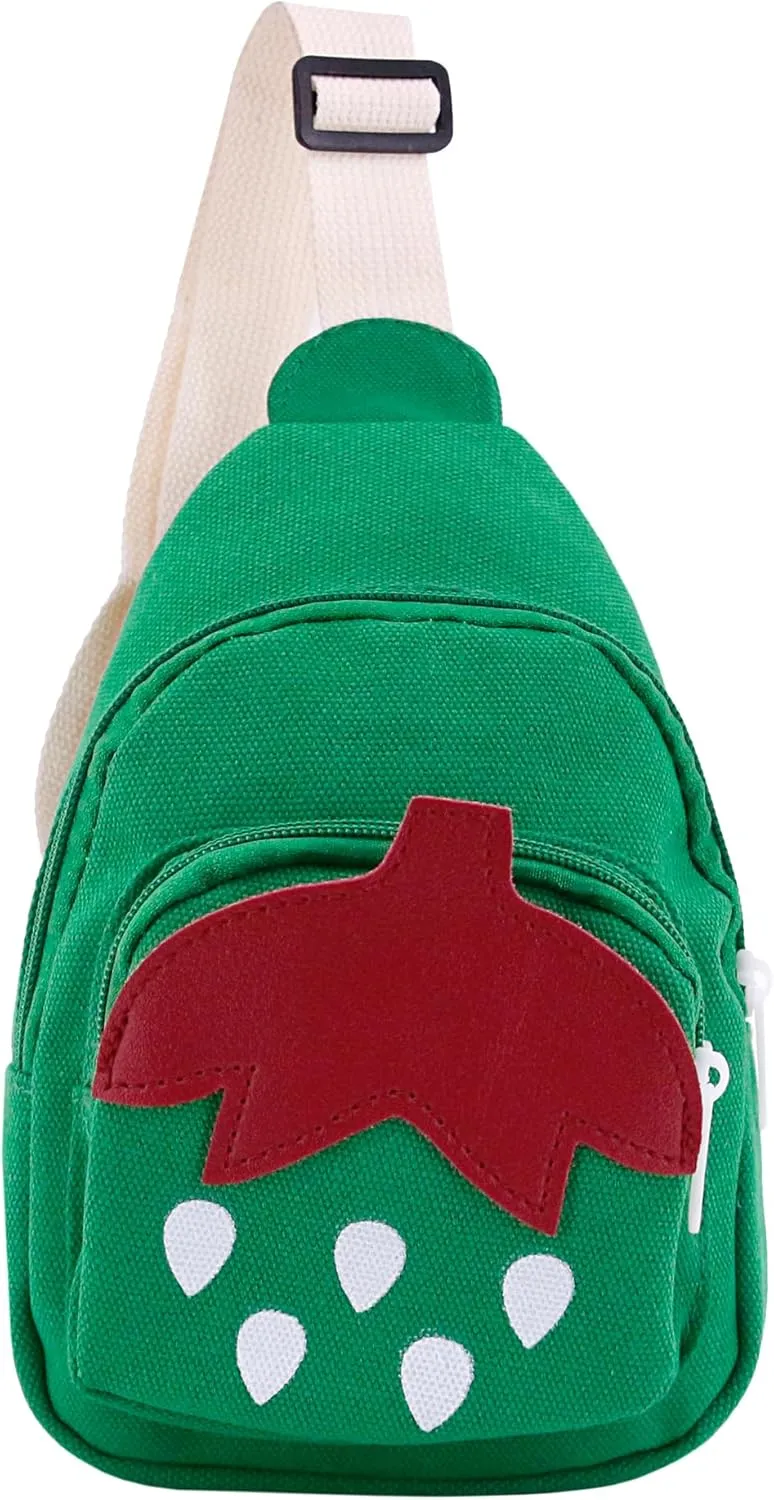 Erinaco Fruit Strawberry Sling Bags Canvas Shoulder Backpack CrossBody Backpack Casual Daypack