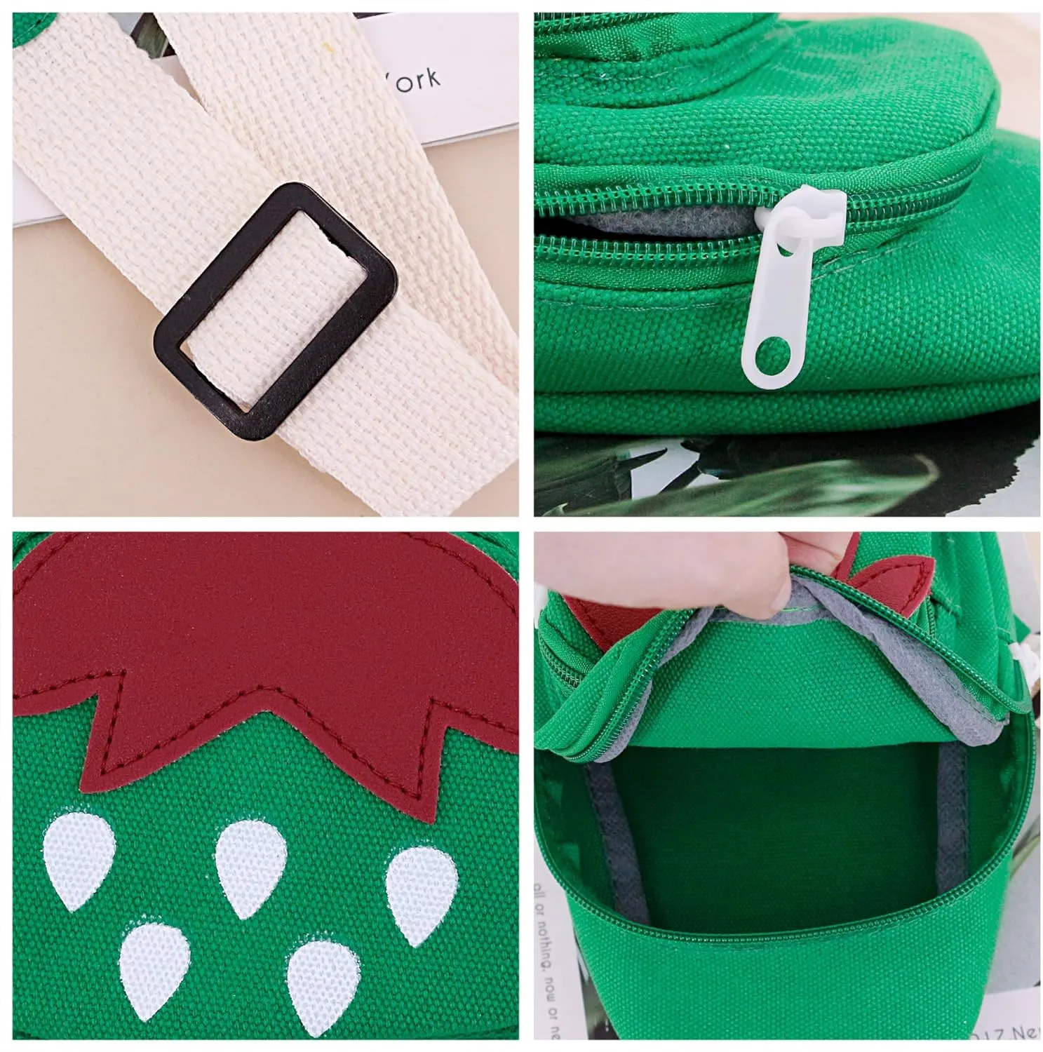 Erinaco Fruit Strawberry Sling Bags Canvas Shoulder Backpack CrossBody Backpack Casual Daypack