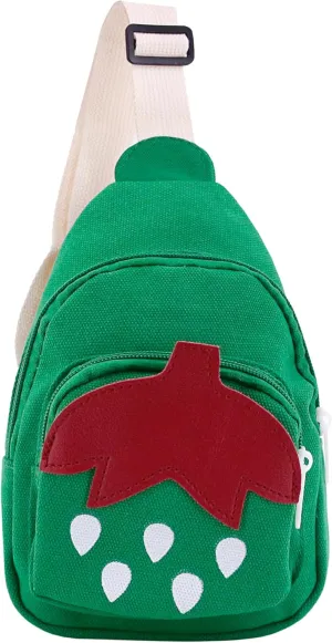 Erinaco Fruit Strawberry Sling Bags Canvas Shoulder Backpack CrossBody Backpack Casual Daypack