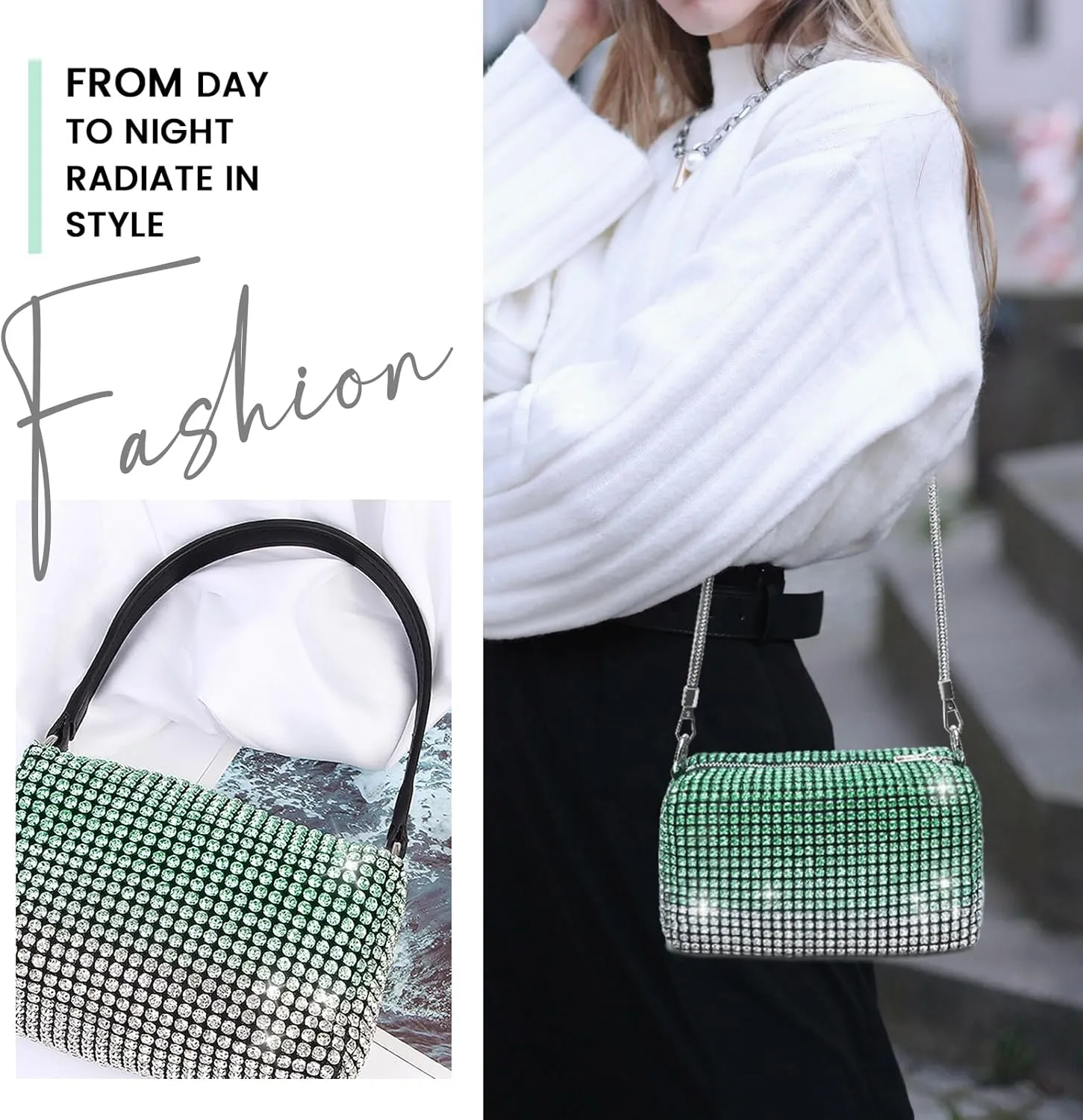 Evening Bags Clutch Purse for Women,Colorful Party Handbag Rhinestone Elegant Party Purse