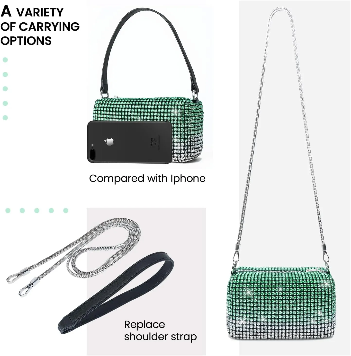 Evening Bags Clutch Purse for Women,Colorful Party Handbag Rhinestone Elegant Party Purse