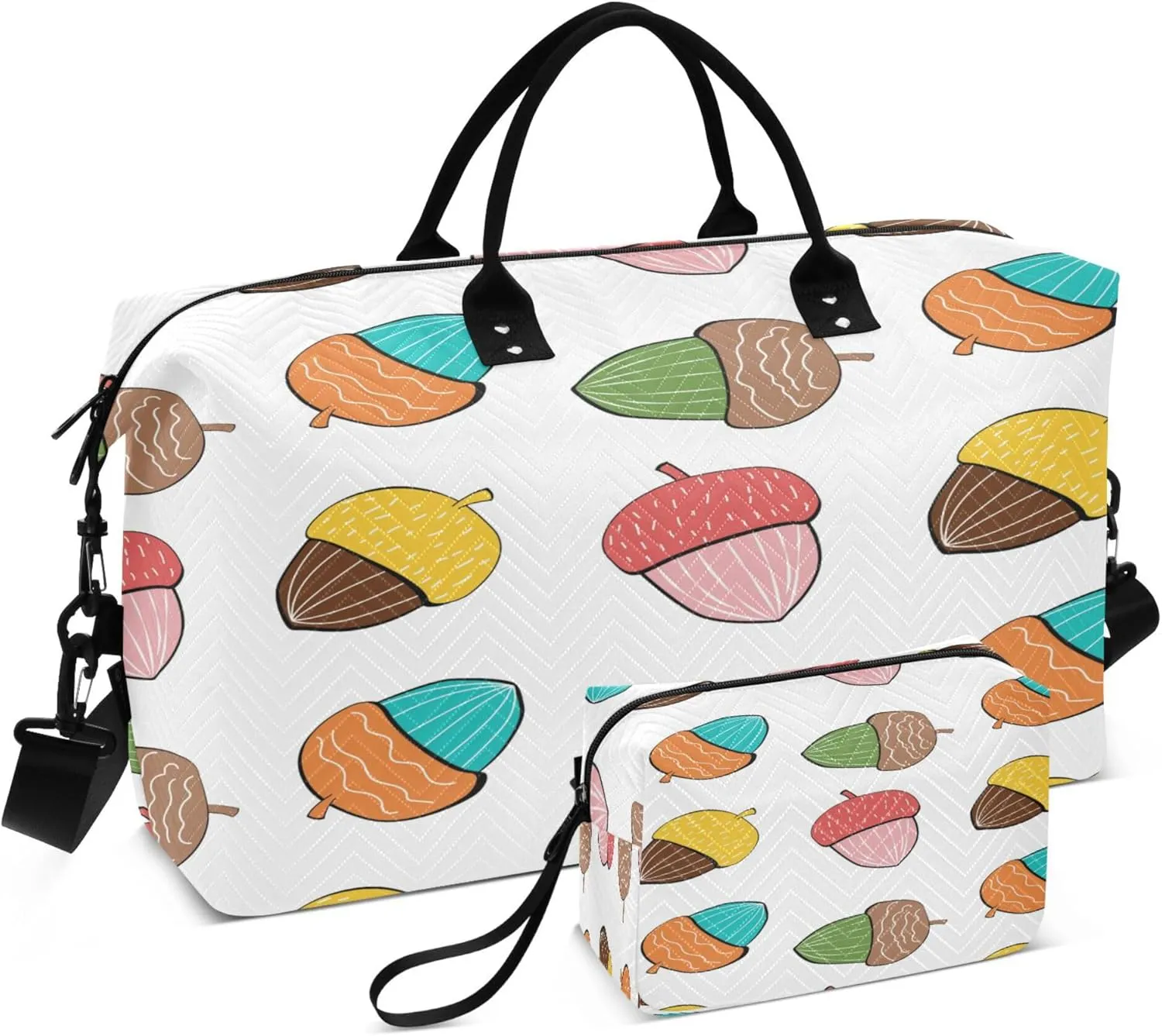 Exnundod Travel Duffel Bags Colorful Nuts Squirrel Food Sports Gym Bag Weekender Carry On Tote Overnight Luggage Bags for Women and Men