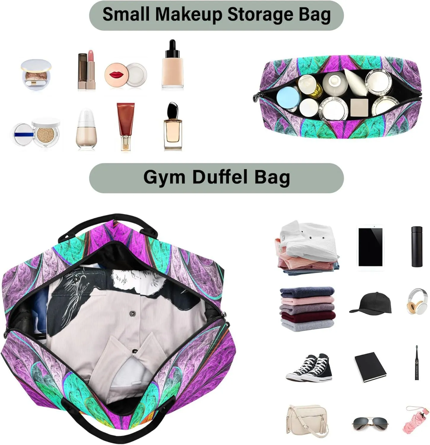 Exnundod Women Weekender Bags Fantasy Colorful Leaves Flower Travel Duffel Bags Carry On Overnight Bag Large Hospital Tote Luggage