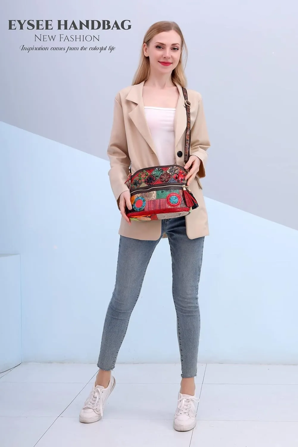 Eysee Crossbody Bag Women Multicolor, Leather Handbag Colorful Purses (Multicolour5)