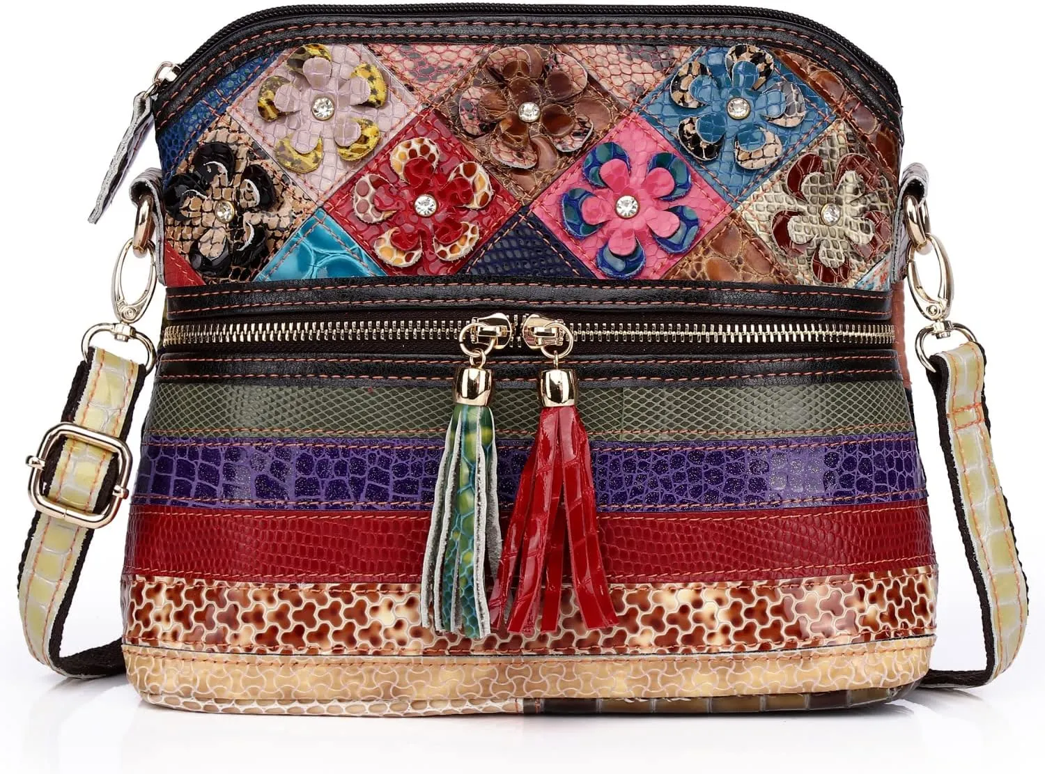 Eysee Crossbody Bag Women Multicolor, Leather Handbag Colorful Purses (Multicolour5)